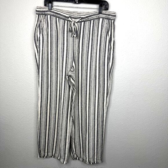 Old Navy Sz Large High-Waisted Striped Linen Blend Wide Leg Pants - Picture 2 of 13